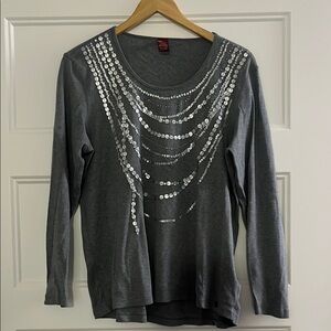 Olsen Europe sequinned cotton long sleeve shirt